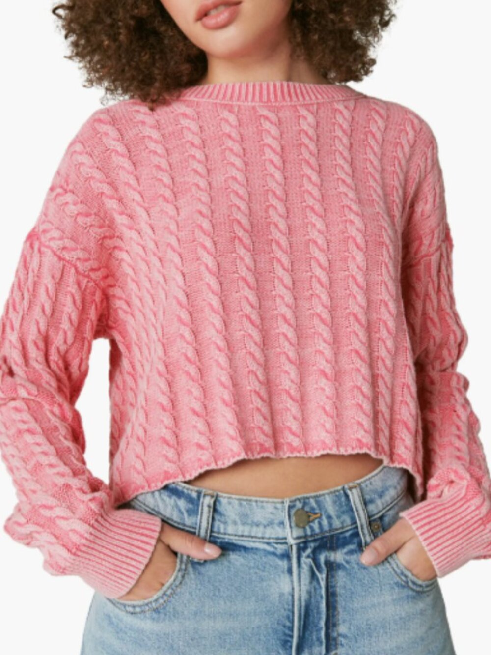 Lucky Brand - Cable-Knit Crop Sweater
